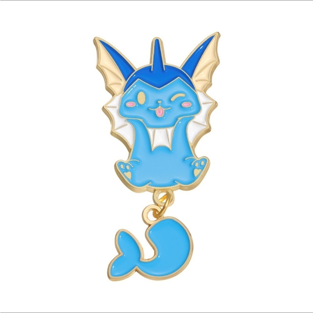 3 For $35 Pokemon Vaporeon Eeveelution Enameled Pin Brooch Hanging Moving Tail